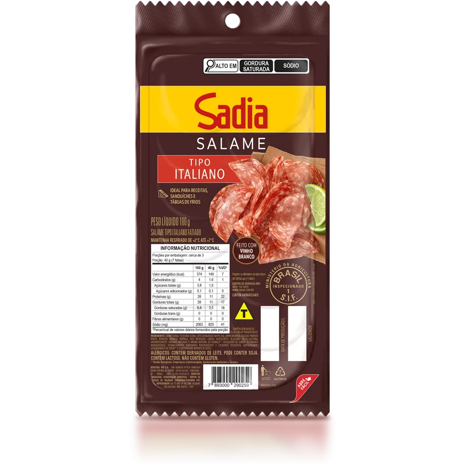 SALAME ITALIANO FATIADO-SADIA-100G
