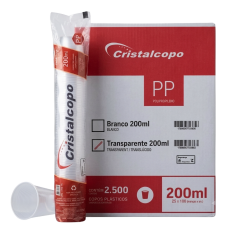 COPO PP 200ML TR 100UN-CRISTALCOPO